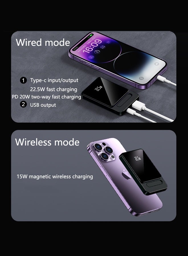 كيليسا شاحن متنقل لاسلكي مغناطيسي بسعة ١٠٠٠٠ مللي أمبير/ساعة، يدعم تقنية PD بقوة ٢٢.٥ واط، مدخل/مخرج Type-C، شحن لاسلكي ١٥ واط، متوافق مع أجهزة iPhone وSamsung وHuawei وXiaomi وHonor. - Image 2